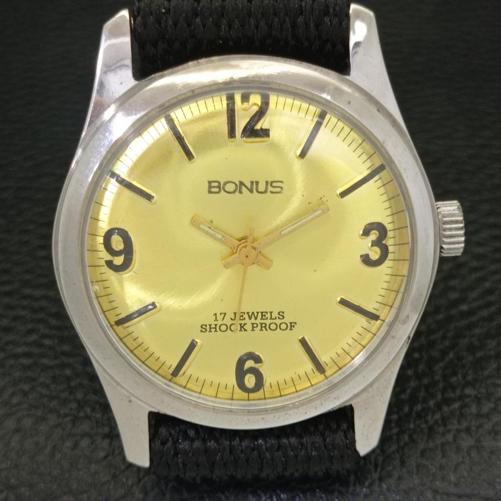 REFURBISHED BONUS HAND-WINDING SWISS MENS GOLDEN COLOR DIAL WATCH a432703-2 R113-a432703