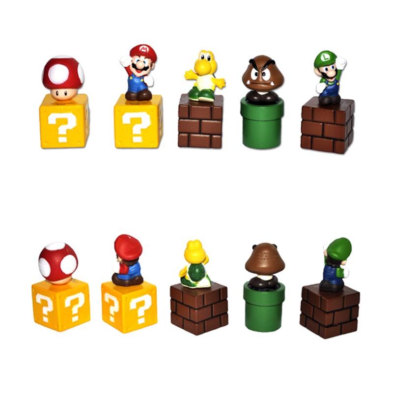 Super Mario 5pcs Bros Pvc Action Figures Decoration Game Mushroom Toys Kid Gifts