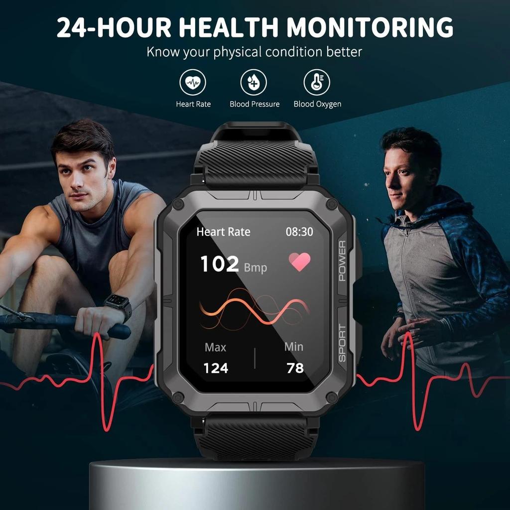 C20 PRO Smartwatch Mannen Bluetooth Bellen Buitensporten 1,83 inch Groot Scherm Spraakassistent Fitness C20Pro Smartwatch