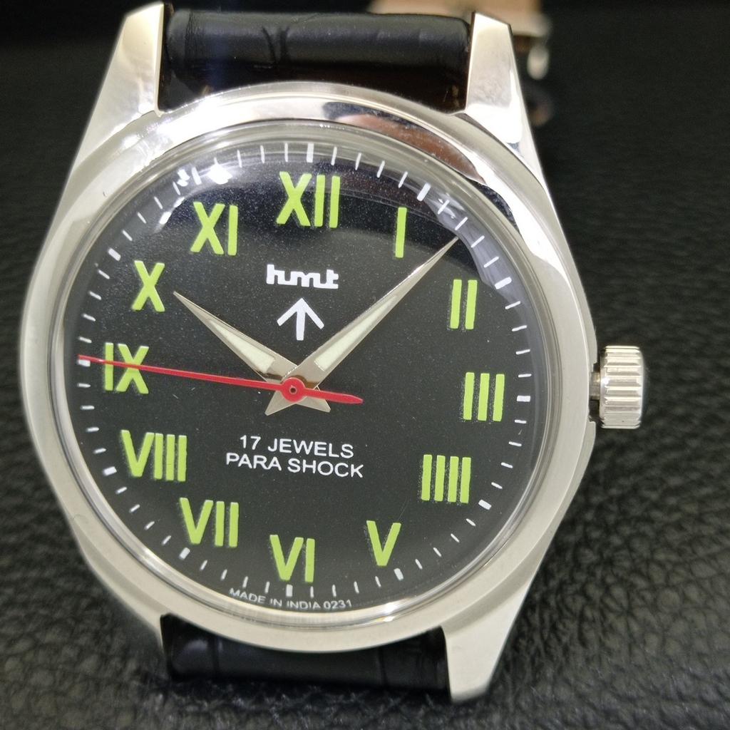 HAND-WINDING VINTAGE HMT INDIAN MENS BLACK COLOR DIAL WATCH a440937-4 HT-a440937