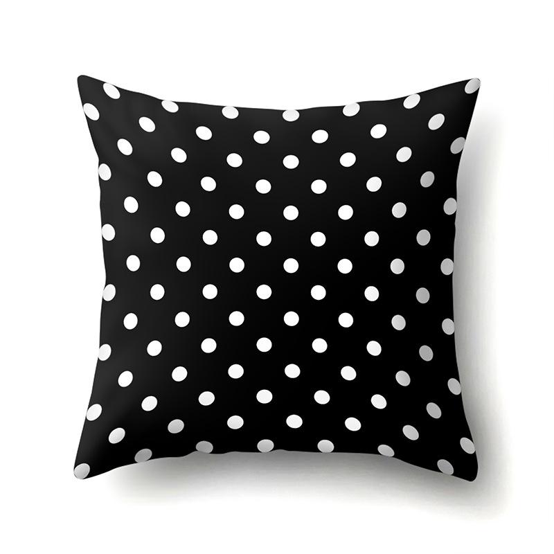 Polyester Pillowcase Peach Leather Velvet Black and White Geometric Printed Pillowcase Waist Cushion Cover Bedside Cushion Cover Bedside Cushion Cover