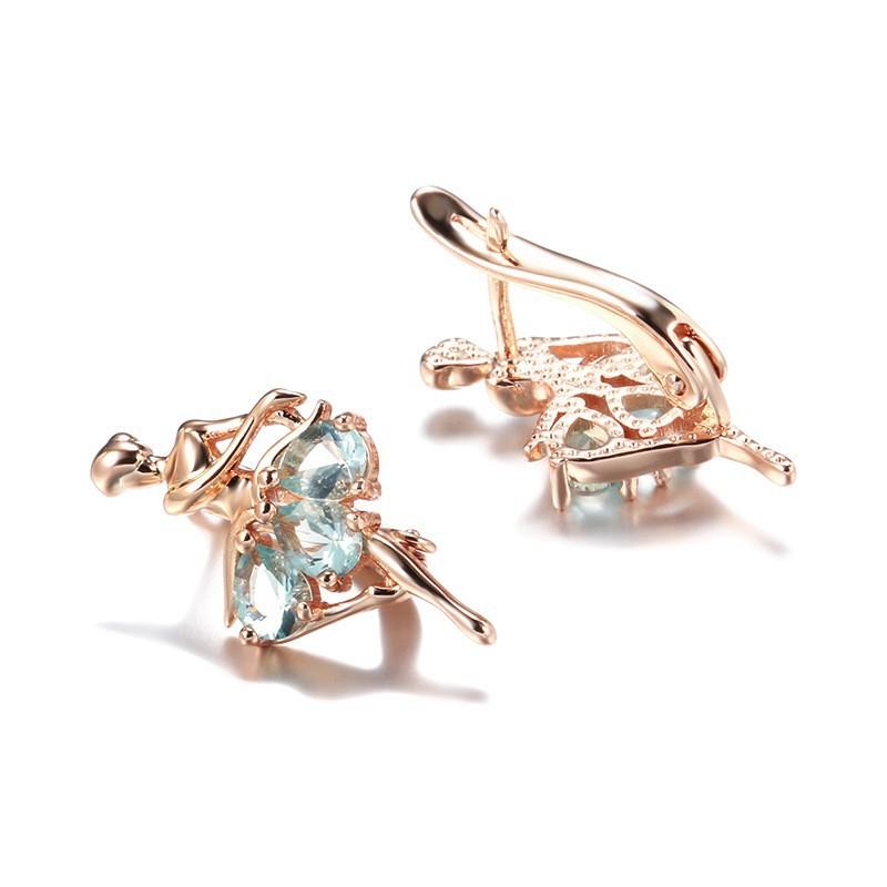 585 Ballet Girl, Earrings, Wind Power Copper Zircon, Personality Trend Earrings