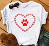 Women's Large Size Short Sleeve Crewneck T-Shirt Cartoon Hand-Painted Dog Paw Print Warm Polyester Fabric Summer Fashion
