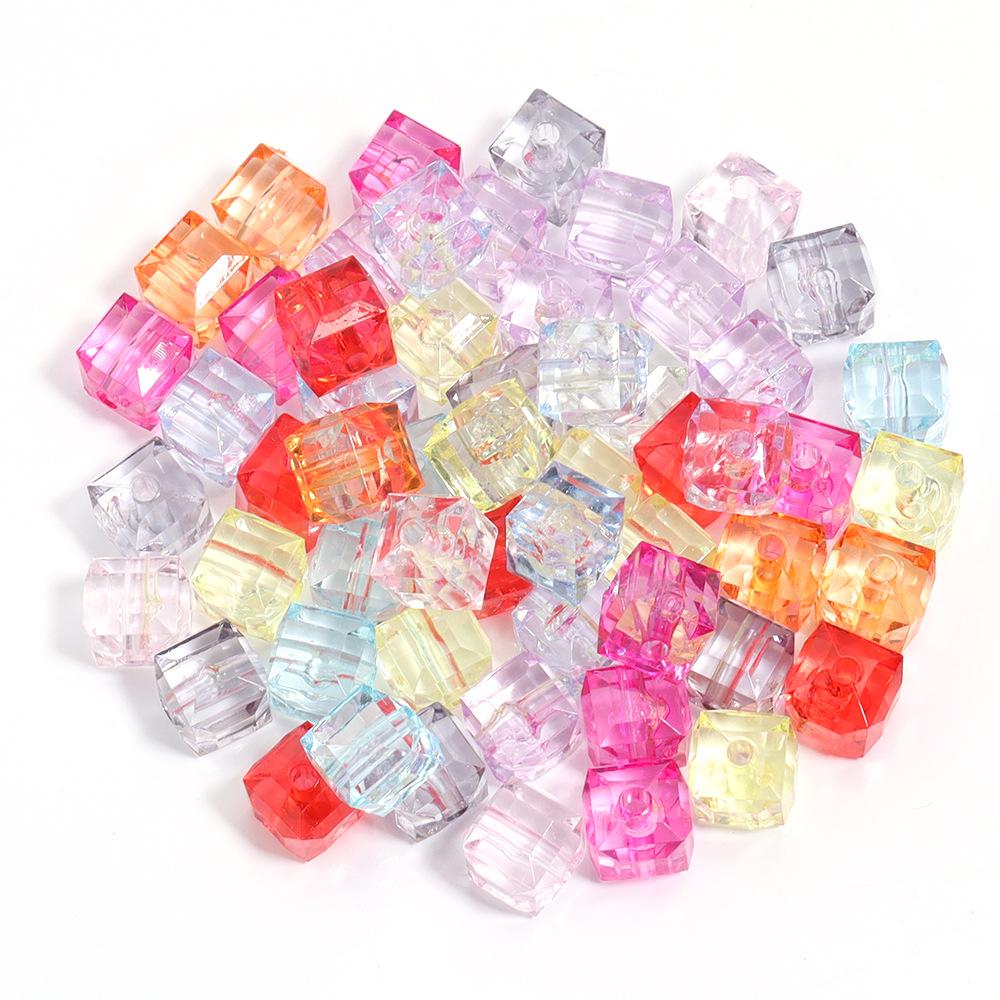 Acrylic Candy Color Faceted Beads: Transparent Square and Rhombus DIY Beading Materials