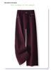Ancola Women's Red Fleece-Lined Wide-Leg Jeans, Autumn/Winter 2024 Retro High-Waisted Slim Fit
