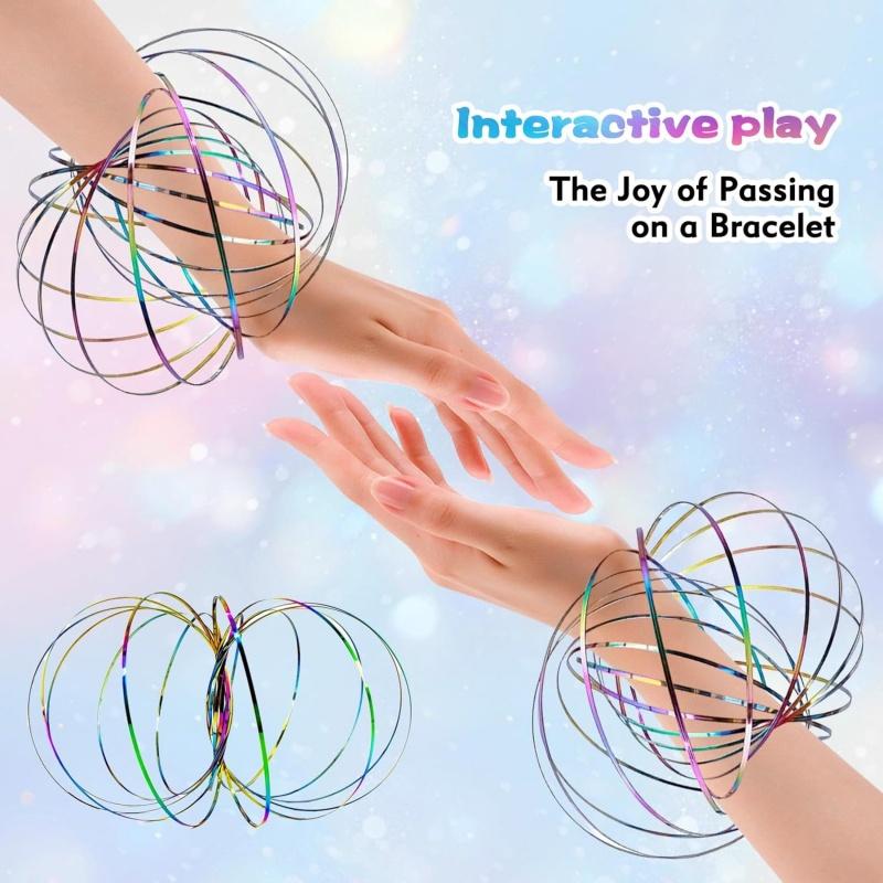 Flow Ring Spinner Arm Toy 5.1" Changing Fidget Flow Toy Infinity Loop Hand Rings Stress Relief & Fun Flow Toys For Kids Adults