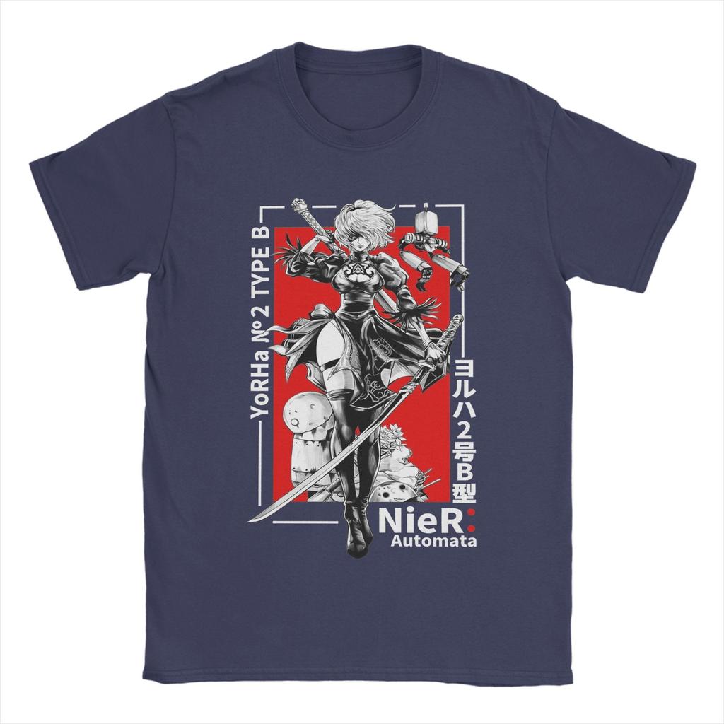 Nier Automatas Men's T Shirt  Creative Tees Short Sleeve Crew Neck T-Shirts Pure Cotton Printed Tops