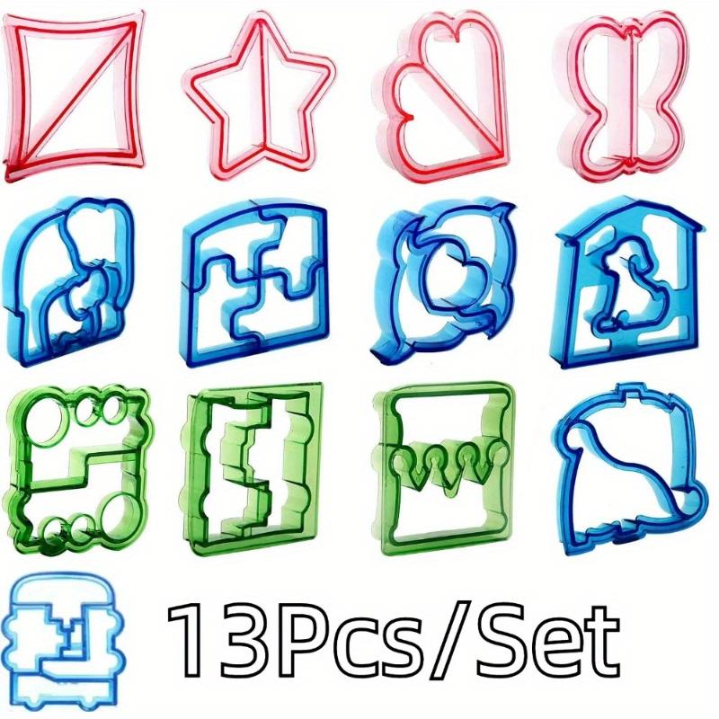 Sandwich and Cookie Cutters Set Fun Shapes Animal Puzzle Butterfly Stainless Steel and Plastic Food Molds for Kids Lunch Bento