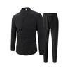 Men's European Autumn Waffle Knit Stand Collar Cardigan & Long Pants Set