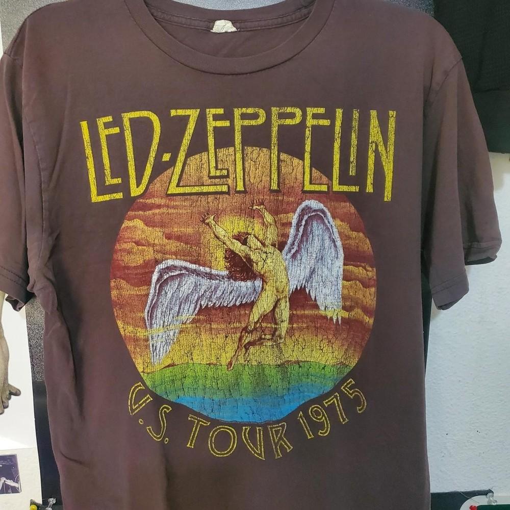 Led zeppelin zespół rockowy koszulka z krótkim rękawem kolor ciemnej czekolady VK00102 Koszulka Unisex