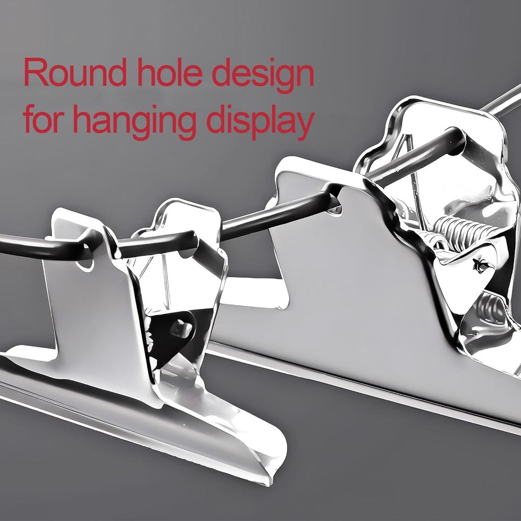12Pcs 4inch Large Bulldog Clip, Silver Stainless Steel File Binder Clips Clamps Metal Food Bag Paper Clips for Home Office Schoo