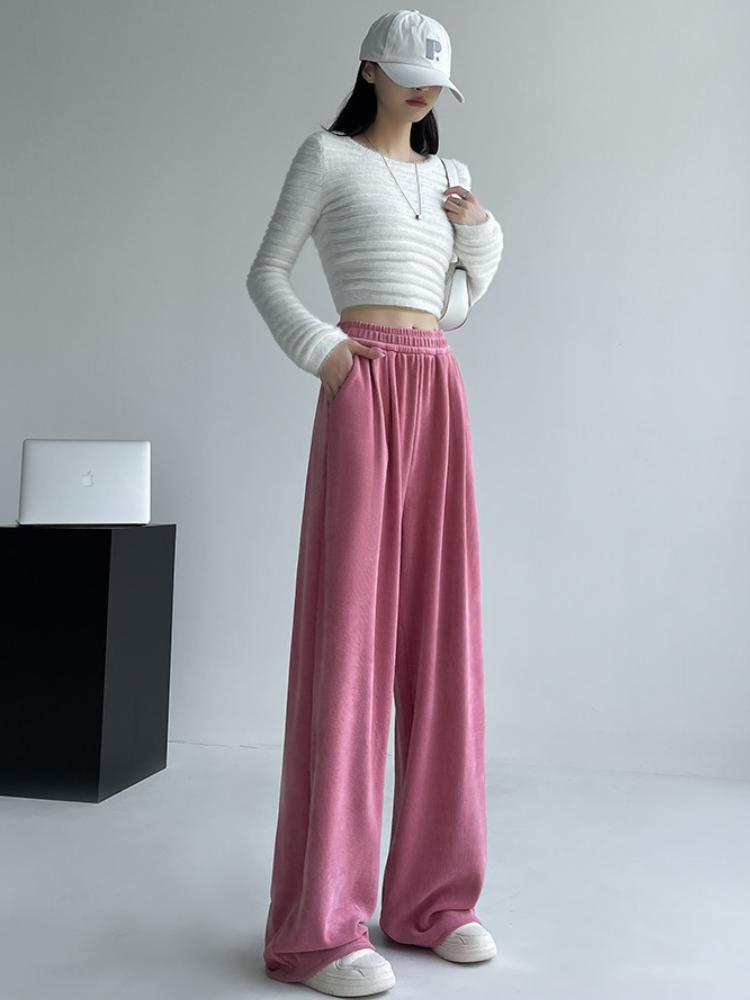 Kalhoty se širokými nohavicemi Dámské Podzim Zima Zesílené Volné Ležérní Rovné Kalhoty Y2K Dámské s Kapsami Mop Kalhoty Zeštíhlující Postavu