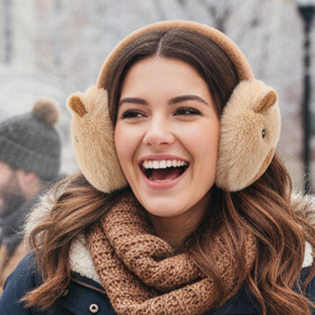Winter Ear Muffs Plush Cartoon Capybara Earmuffs Foldable Winter Ear Covers for Outdoor Sports Skiing Snow Cold Weather