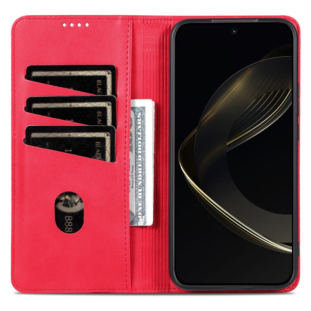 

AZNS For Honor Magic7 5G Case Cowhide Texture PU Leather Wallet Phone Cover Red
