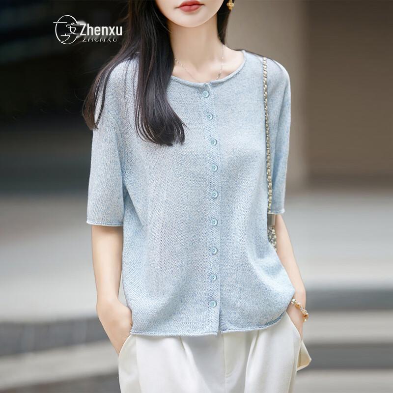 Women s Linen Blend Rolled-Edge Short Sleeve T-shirt XL