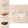 Womens Faux Leather Belt With Geometric Alloy Buckle For Daily Casual Use