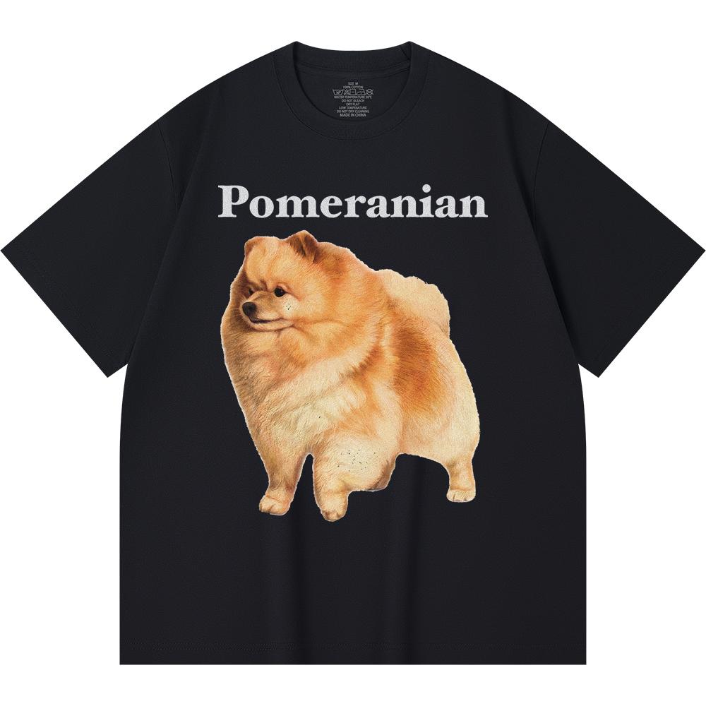 230GSM 100% bavlněné tričko s potiskem pomeraniana, vtipná trička ve stylu Harajuku, tričko z česané bavlny