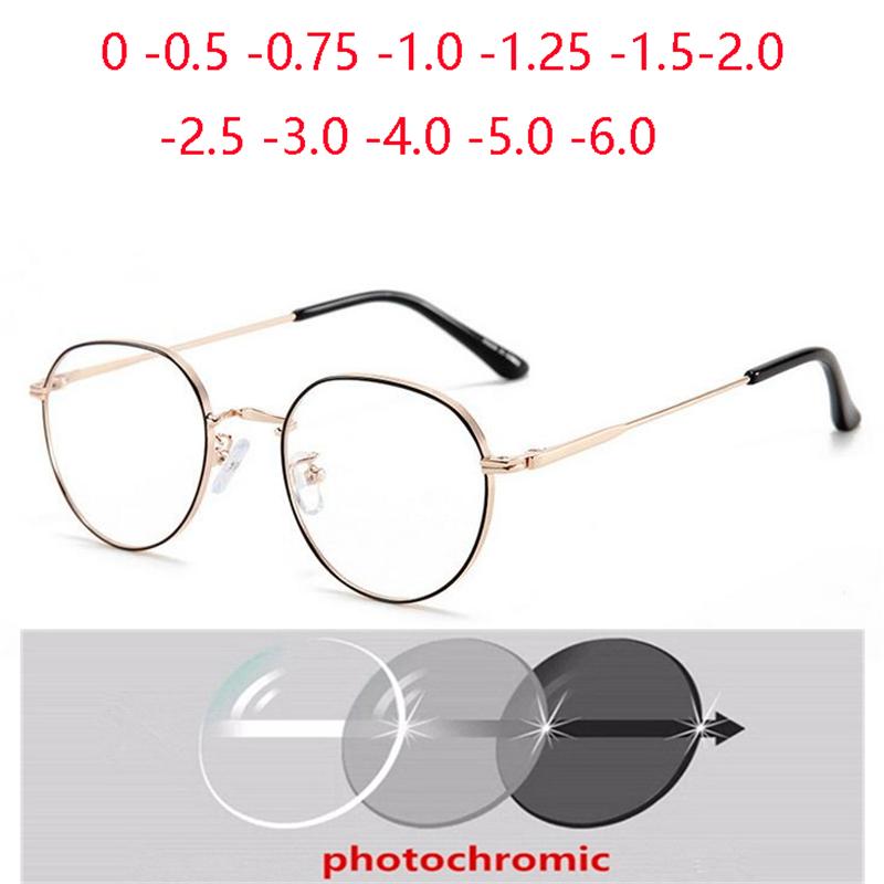 Blue Light Blocking Oval Glasses Women Metal Polygon Short Sight Eyewear Prescription Spectacles 0 To 4