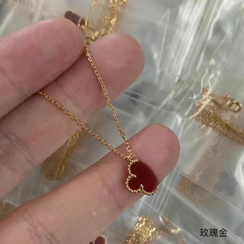 V Gold Four-leaf Clover Plated 18K Gold Necklace with Jewelry Women's High Version White Fritillary Rose Gold Pendant Light Luxury Niche