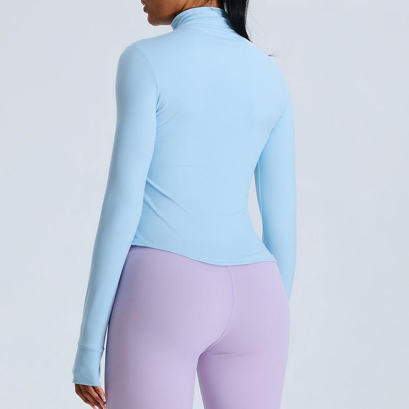 Autumn And Winter Nude Slimming Slimming Zipper Yoga Long Sleeved Fitness Jacket Top Outdoor Running Sports Jacket For Women