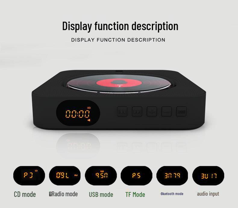 Wall-Mounted Bluetooth CD Speaker & Music Player with Cover - Early Education Learning Repeater & Radio MP3 Player