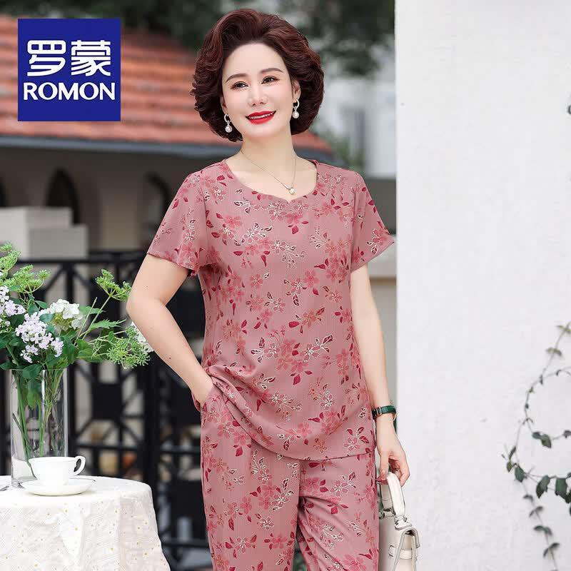 Romon Women s Summer Short-Sleeve Two-Piece Outfit 3XL