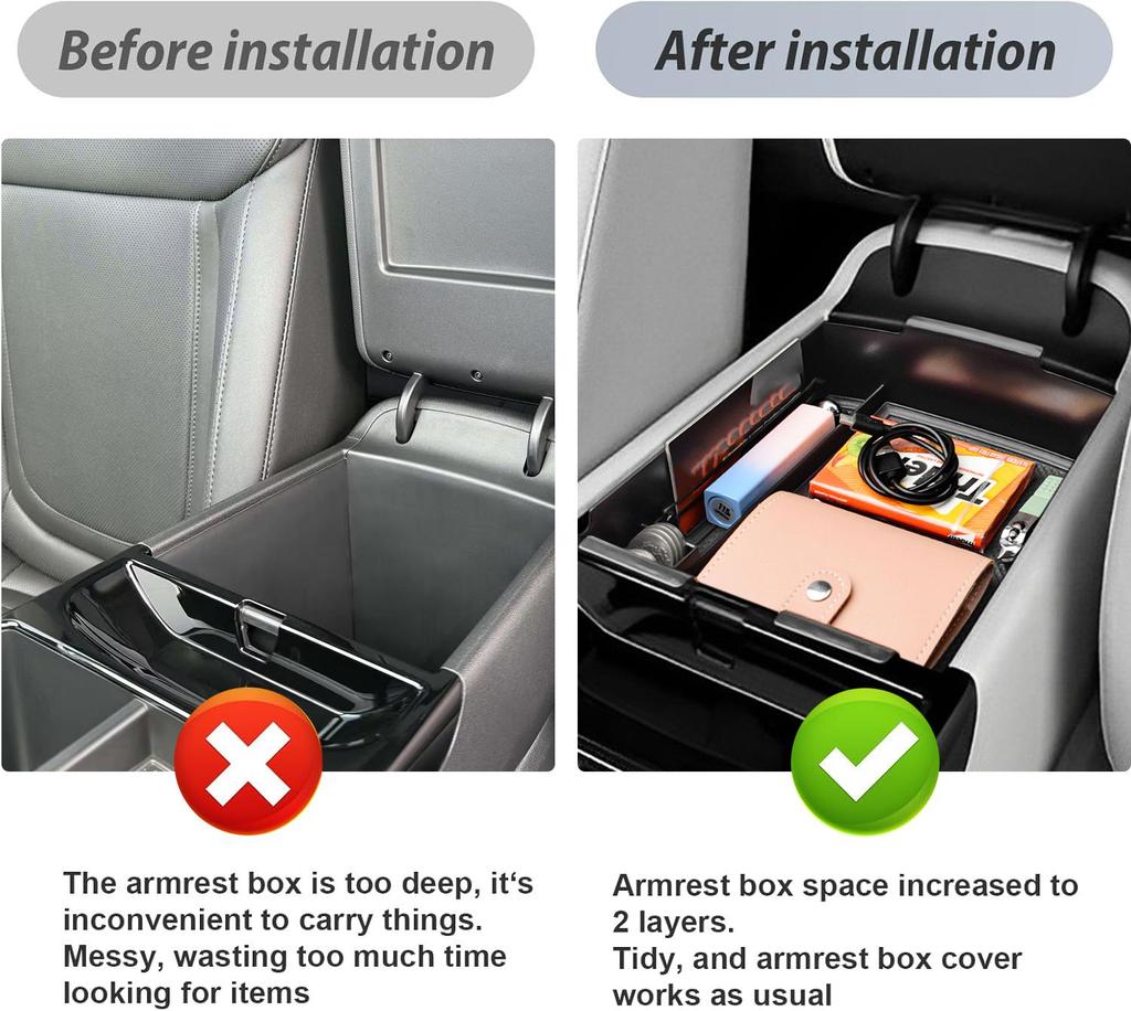 2PCS Center Console Organizer For 2025 Hyundai Tucson Limited Floor Lower Center Console Armrest Storage Box Tray Accessories