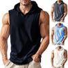 Gilet à Capuche Homme Sans Manches Été Bretelles Larges Couleur Unie Séchage Rapide Hauts de Sport Tenue Quotidienne