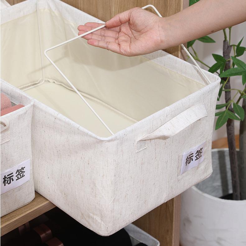 Foldable Tianshan Cotton Linen Clothes Storage Box with Inner Lining & Double Layer PP Board