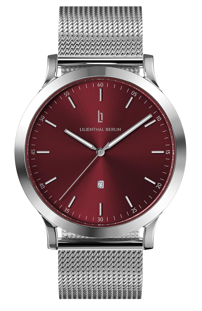 

Lilianthal Berlin Silver Watch with Date Made in Men s Display, Germany, H01-108-B023AS