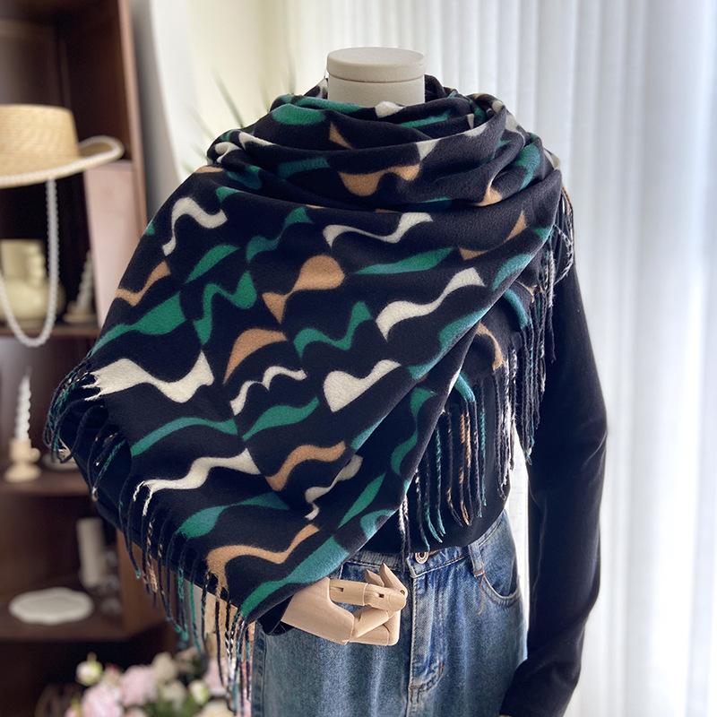 

DIMANAF Autumn Winter Women Scarf Fashion Lady Print Black Warm Casual One Size