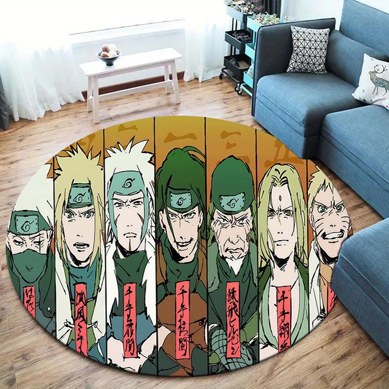 Naruto Fire Sage Mode Round Area Rug Carpet Rug For Living Room Bedroom Sofa Playroom Decor Nonslip Floor Mat