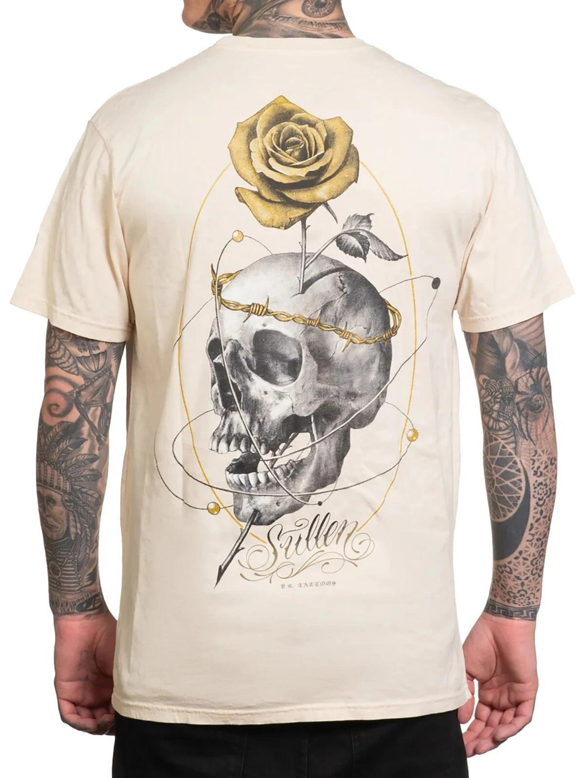 

Sullen Men s Orbital Short Sleeve Premium T-shirt Tattoo Skull and Rose Logo Tee 2XL