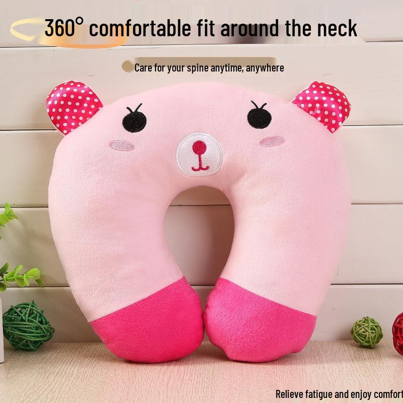 Cartoon Portable U-Shaped Neck Pillow - Foldable & Multifunctional for Travel