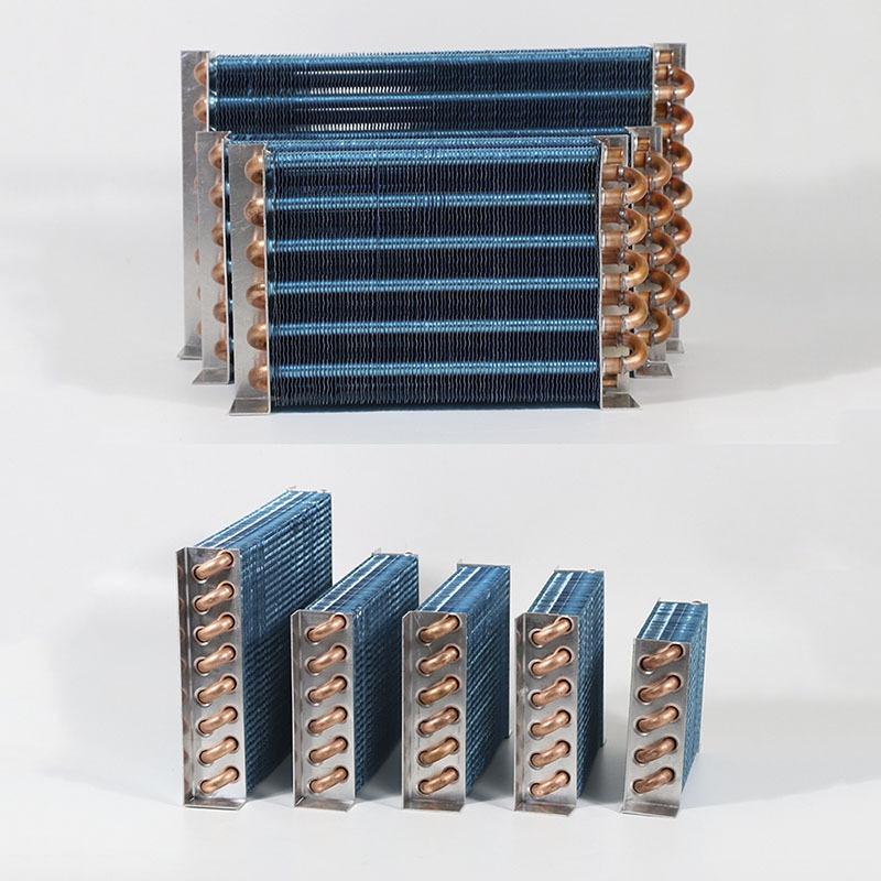 Copper Tube Heat Exchanger for Physical Cooling Condenser Coil Refrigerator Aluminum Fin Heat Exchanger Small Without Shell