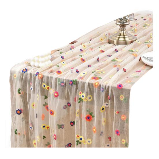 

Вышитая Цветочная Скатерть-дорожка Весенняя Летняя Цветочная Скатерть-дорожка 6 футов Тюлевая Скатерть-дорожка для Дома Вечеринки Праздника Свадебного Украшения 30x180cm