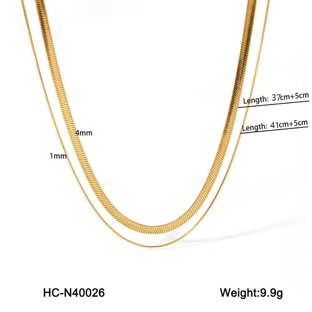 45/2000 Women's Multi-layer Titanium Steel Necklace, Fashionable Commuter Versatile Stainless Steel Snake Chain Blade Chain