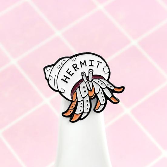 Cartoon Hermit Crab Enamel Brooch Pin Unisex Badge Denim Coat Clothes Decor