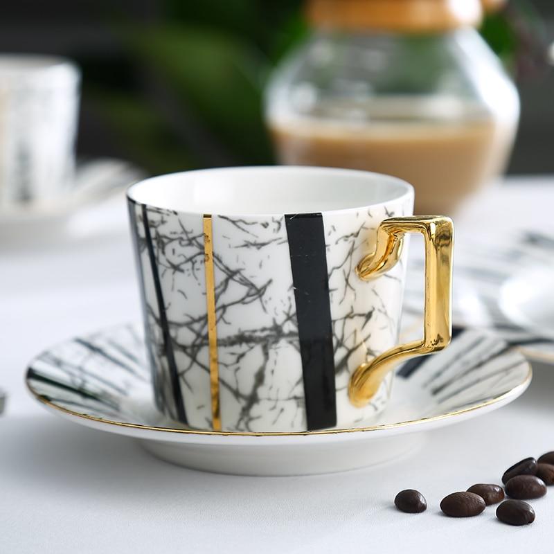 European High Quality Bone Porcelain English Luxury Afternoon Tea Set Coffee Cups and Horn Ceramic Cups Phnom Penh Coffee Cups
