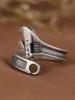 Werkzeug Schraubenschlüssel Offener Ring Silberbeschichtet Verstellbarer Ring Herren Motorrad Fahrrad Fahren Hip Hop Rock Trend Schmuck