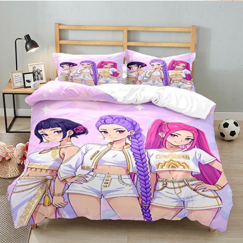 K-pop Heroes In Action 3PCS Bedding set,Ideal for 1pc Duvet Cover And 2pcs Pillowcases Perfect for Fan gift,Ideal for Bedroom, Dormitory