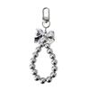 Fashion Bowknot Keychain Pendant Sweet Cute Beaded Keyring Hanging Decorations for Purse Bag Backpack Handbag Wallet