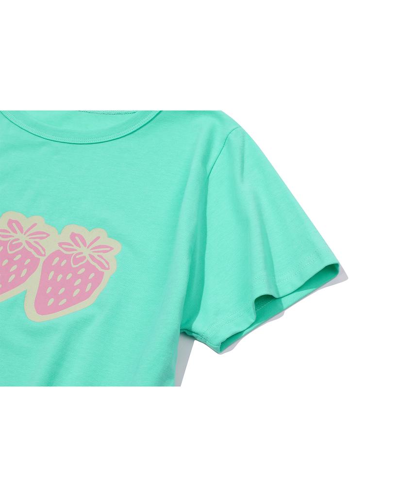 CPGN STUDIO Pop Strawberry Crop Short Sleeve Tee Mint