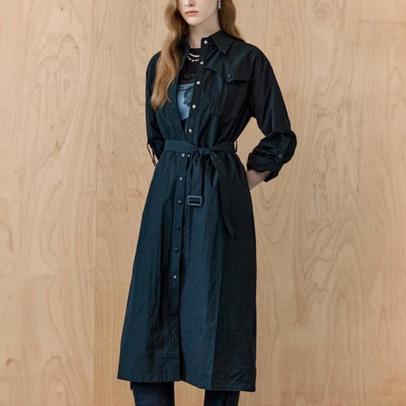 Maxza Belted Trench Shirt Dress With Out Pockets Zd05qp003on