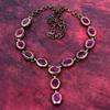 Faceted Kashmir Ruby Gemstone Necklace Electroformed Copper Adjustable Necklace