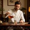 Glass Tea Cup 300ml Bird and Flower Pattern Water Mug Glass Tea Mug for Cafe Home Birthday Party Wedding Whiskey Kitchen Bar