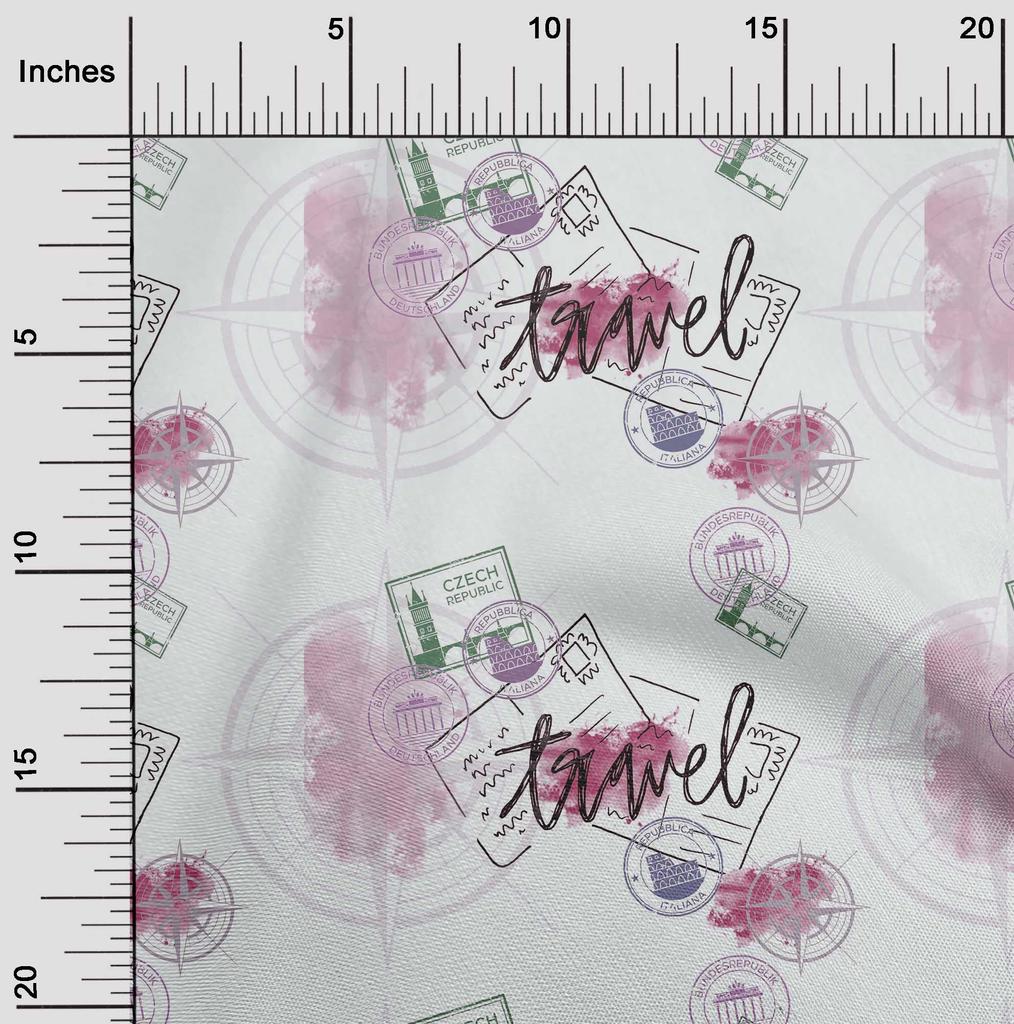 oneOone Cotton Flex Mint Green Fabric Stamps & Direction Compass Travel Diy Clothing Quilting Fabric Print Fabric By Yard 40 Inch