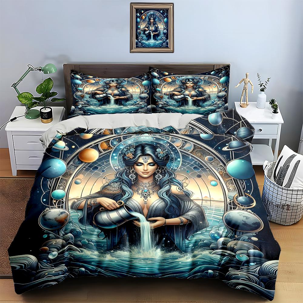 Celestial woman illustration. Bedding Duvet cover sets Duvet covers Pillowcases gifts (1 * Duvet Cover 2 * Pillowcases, without duvet insert)