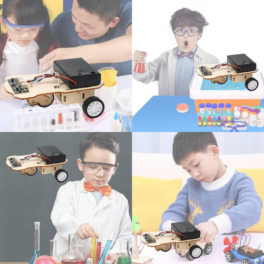 Educational Diy Wooden Science Experiment Tracing Car Model For Elementary School Students Handmade Technology