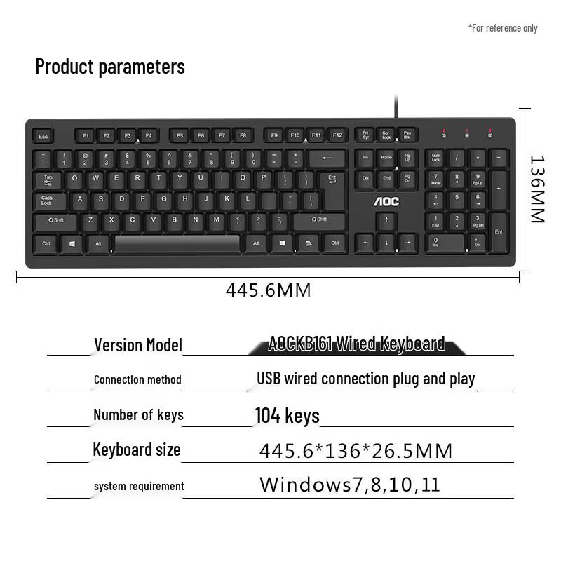AOC KB161 Wired Keyboard & Mouse Pad Combo